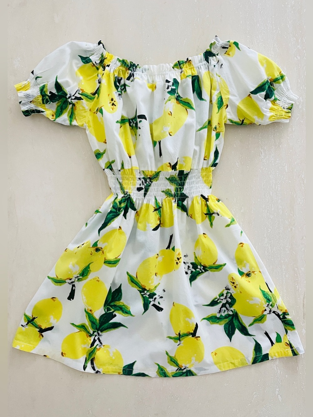 Off The Shoulder Mini Yellow Summer Lemon Italian Summer Style Mini Dress S